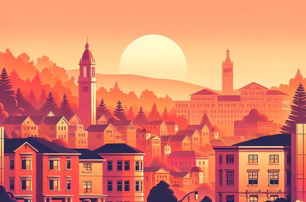 Berkeley skyline at sunset