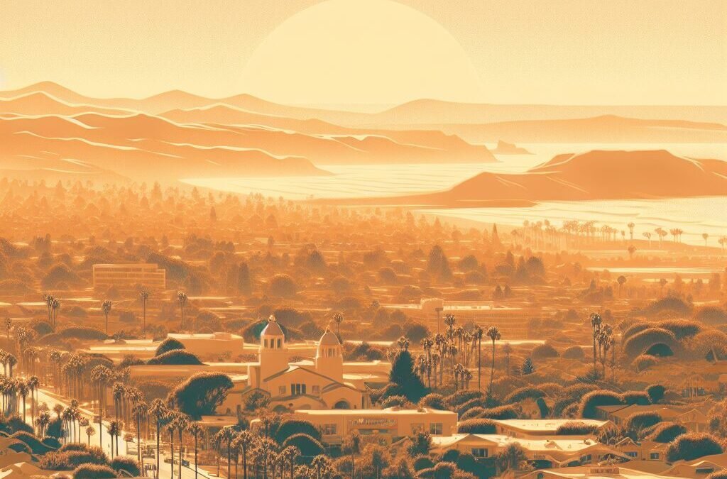 Carlsbad skyline at sunset