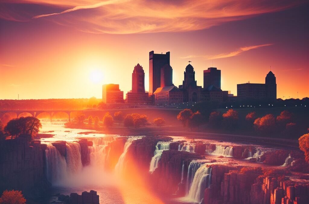 Sioux Falls skyline at sunset