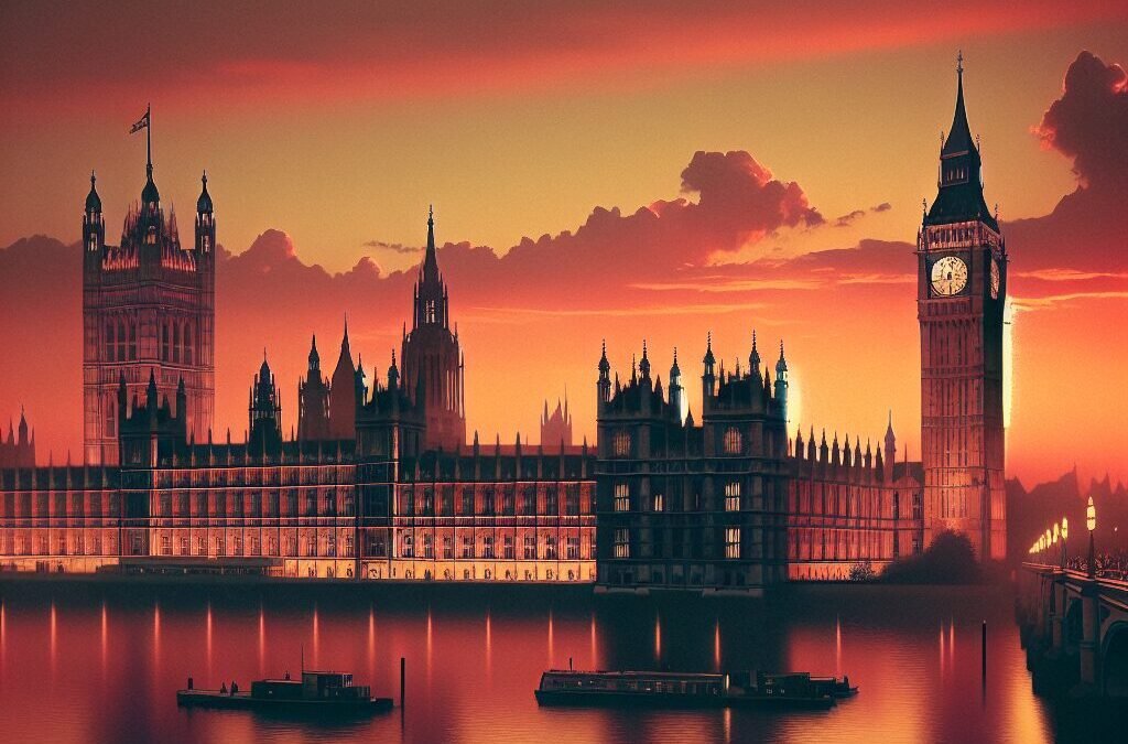 Westminster skyline at sunset