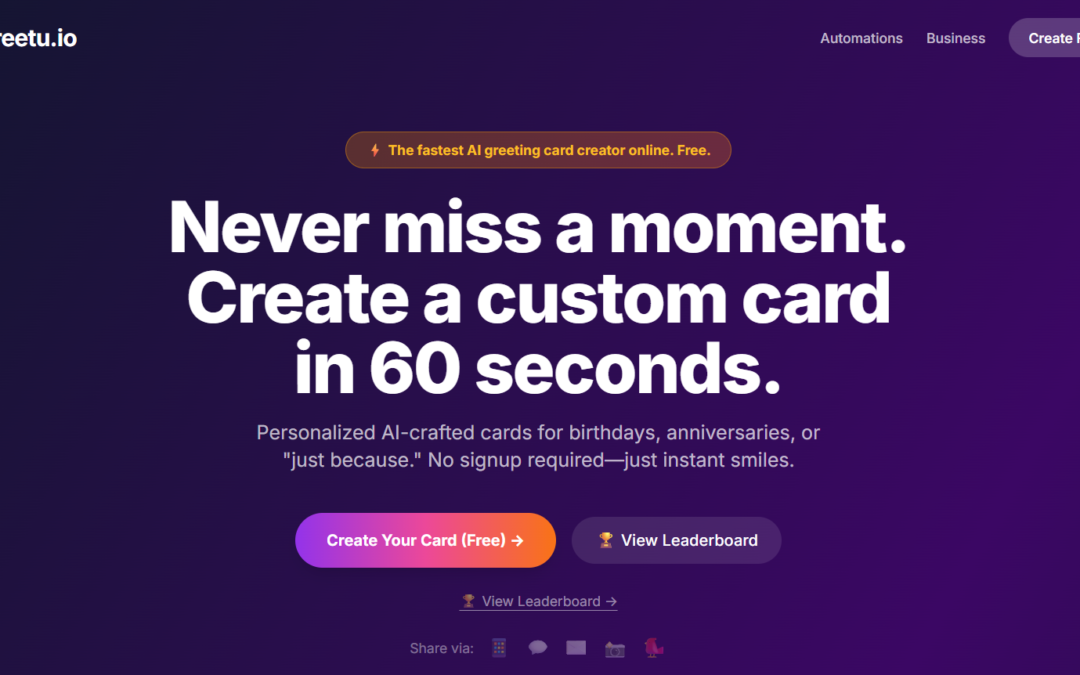 The fastest AI greeting card creator online and free.